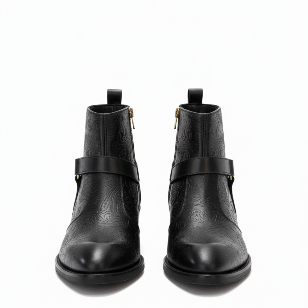 Luxury Leather Bukcle Elegant Detailing Boots
