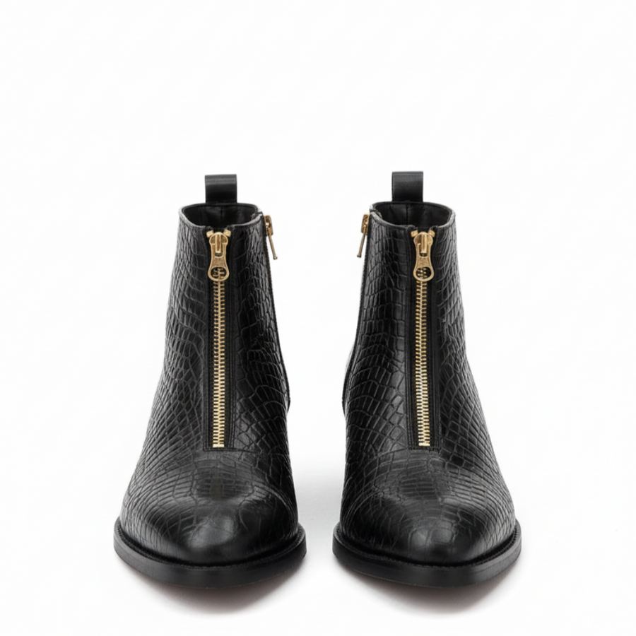 Golden Zipper Italian Luxe Chelsea Boots