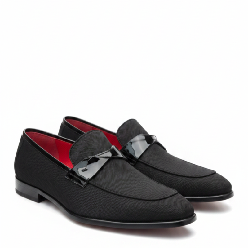 Timeless Grace Textured Glossy Strap Loafers