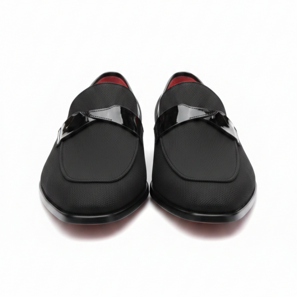 Timeless Grace Textured Glossy Strap Loafers
