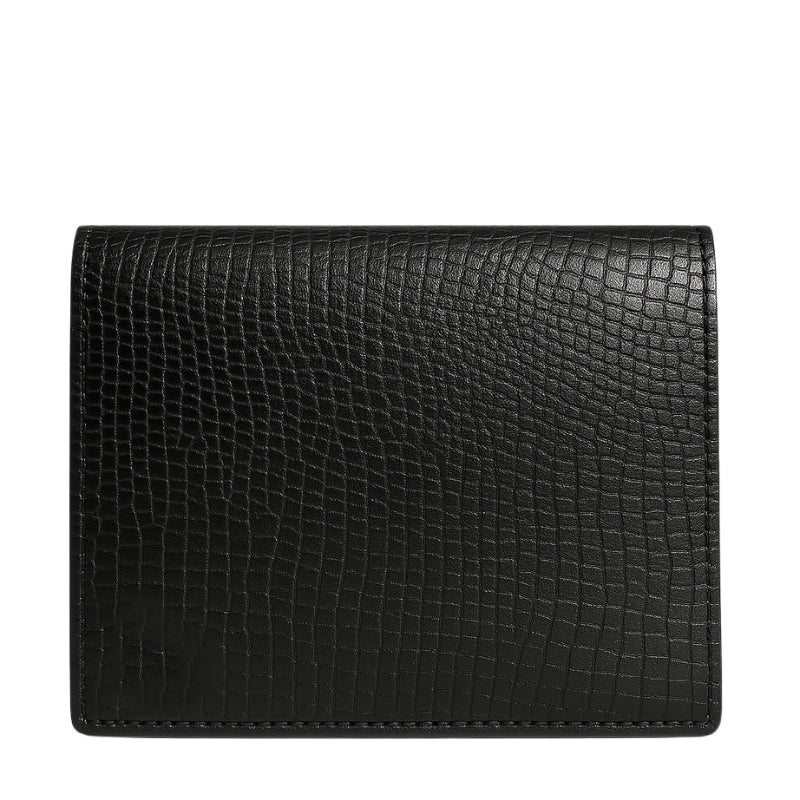 Black Textured Embellished Leather Wallet