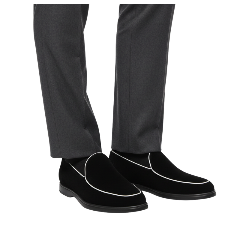 Luxury Contrast Trim Slip-On Venetian Loafers