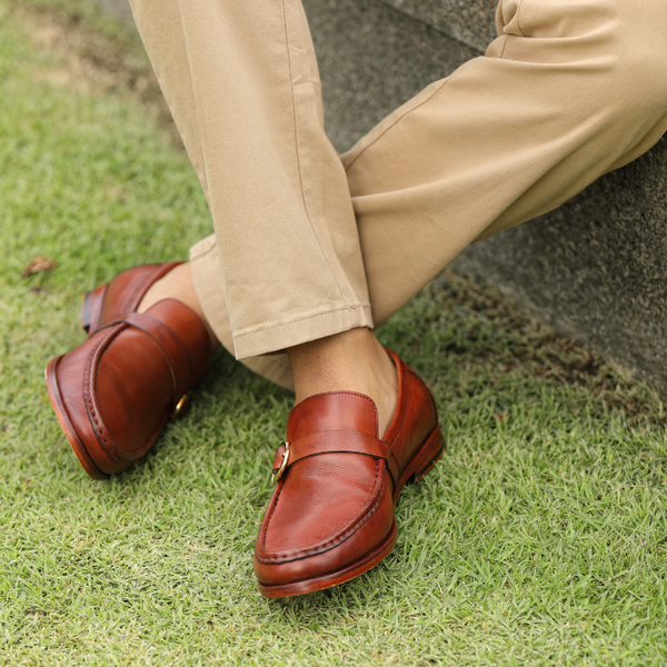 Polished Leather Single MonkStraps Loafer