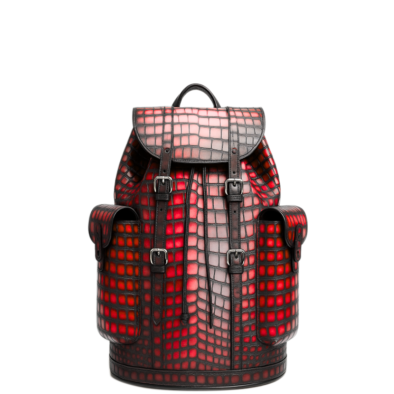 Luxury Black Croco Leather Backpack