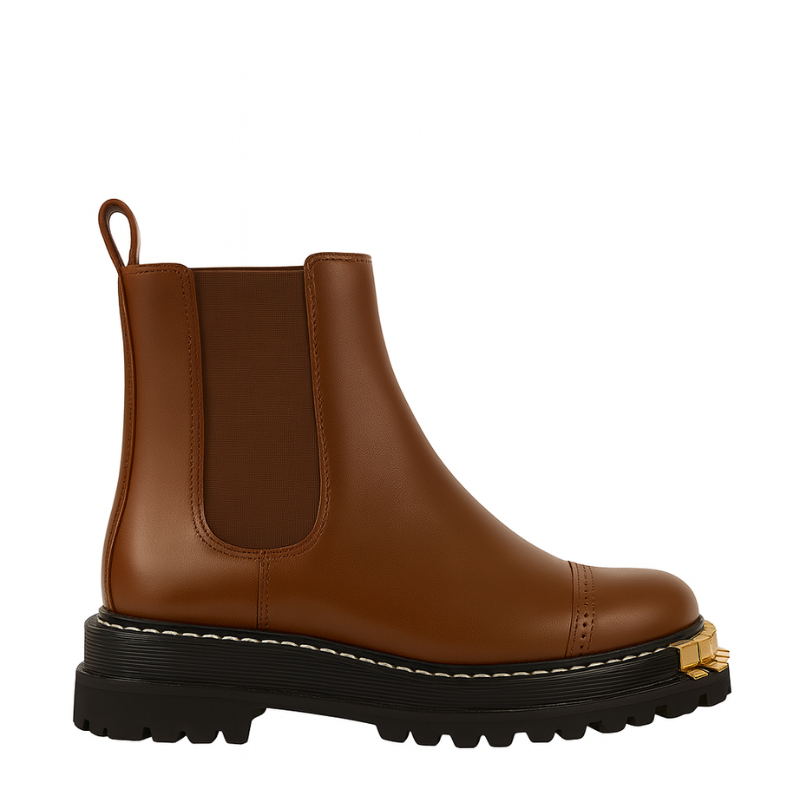 Luxury Ankle Boots for Womens with Gold-accent Toe Detail