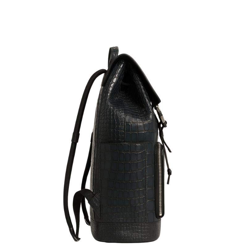 Luxury Sleek Croc Embossed Leather Backpack