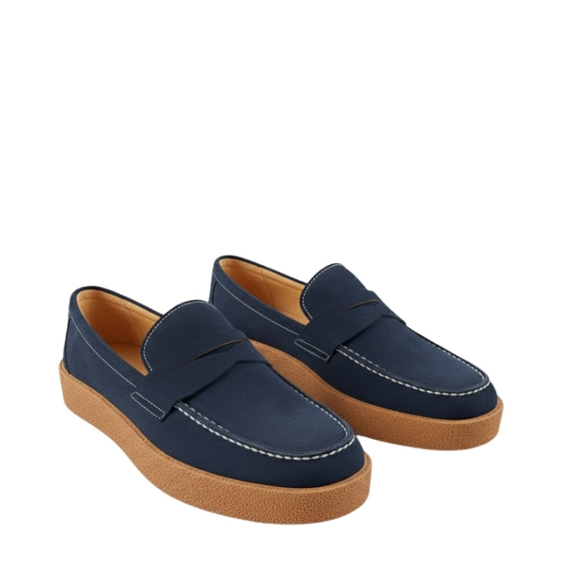 Rustic Crepe Sole Penny Loafers