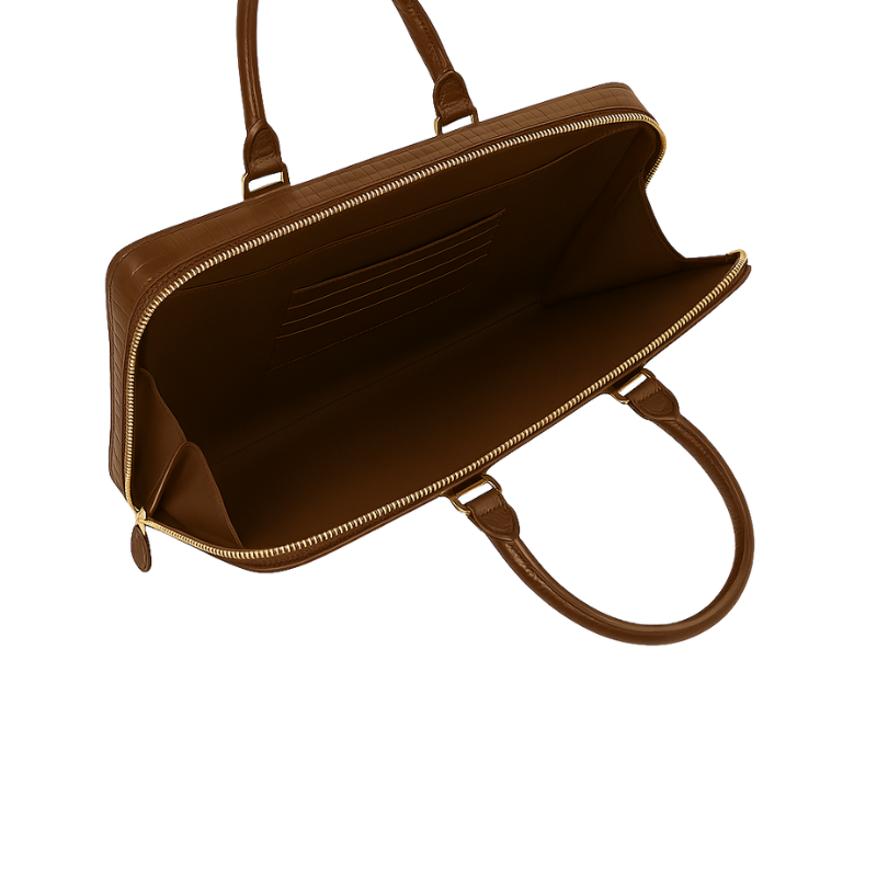 Croco Leather Men's Luxury Briefcase Black Casual Bag