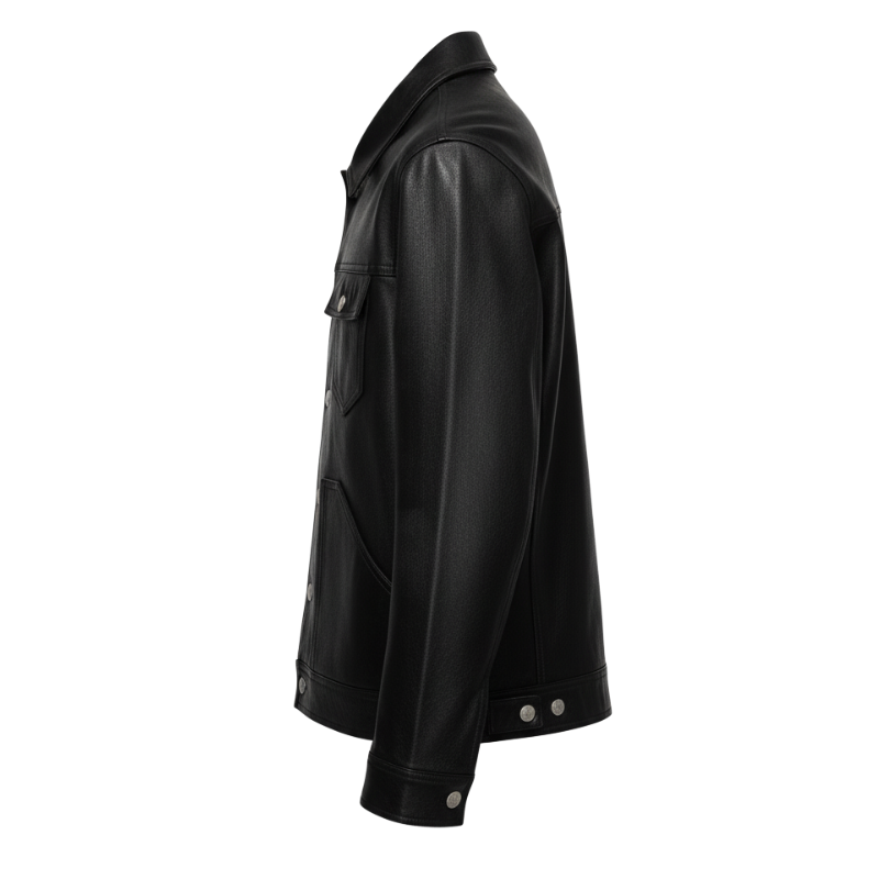 Midnight Monarch Leather Trucker Jacket