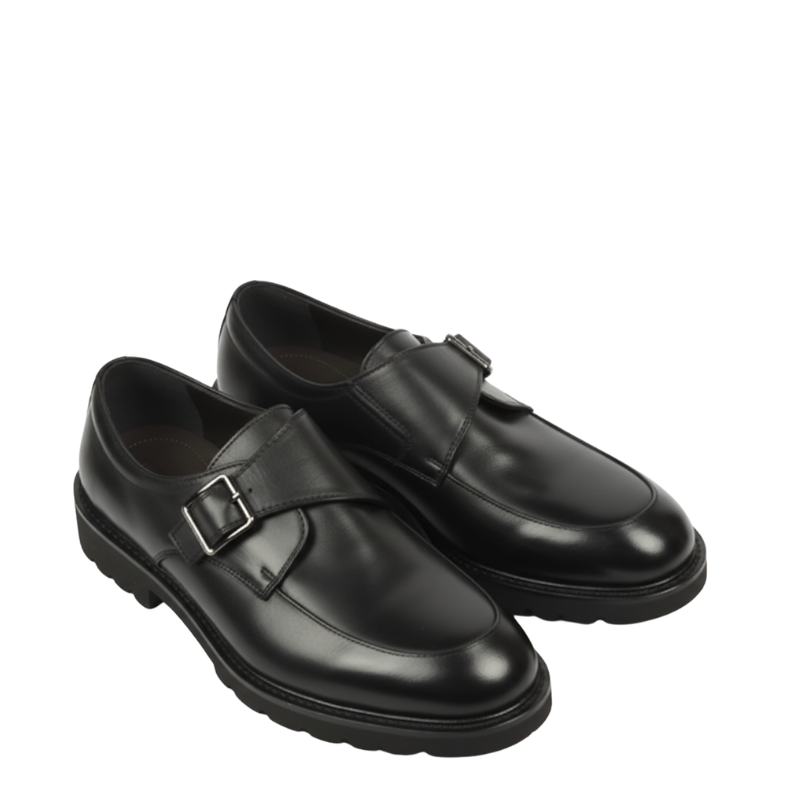 Classic Leather Buckle-strap Monk Shoes
