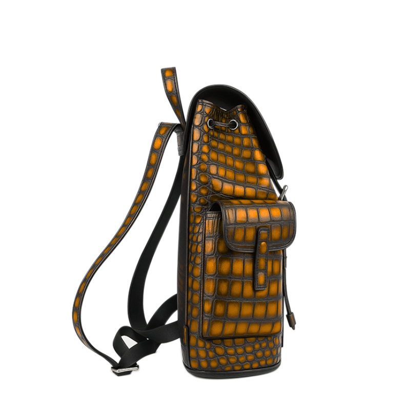 Luxury Brown Croco Leather Backpack