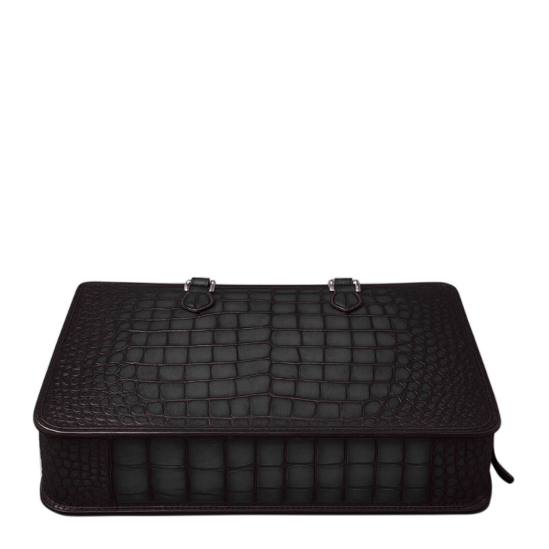 Men s Original Luxury Brown Crocodile Leather Briefcase Bag