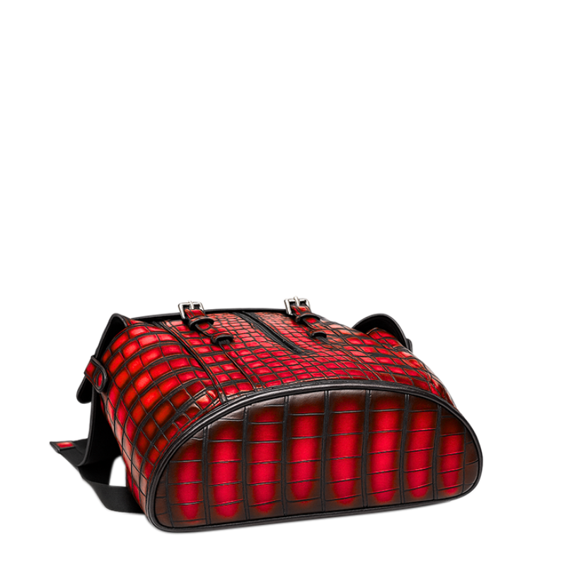 Luxury Black Croco Leather Backpack