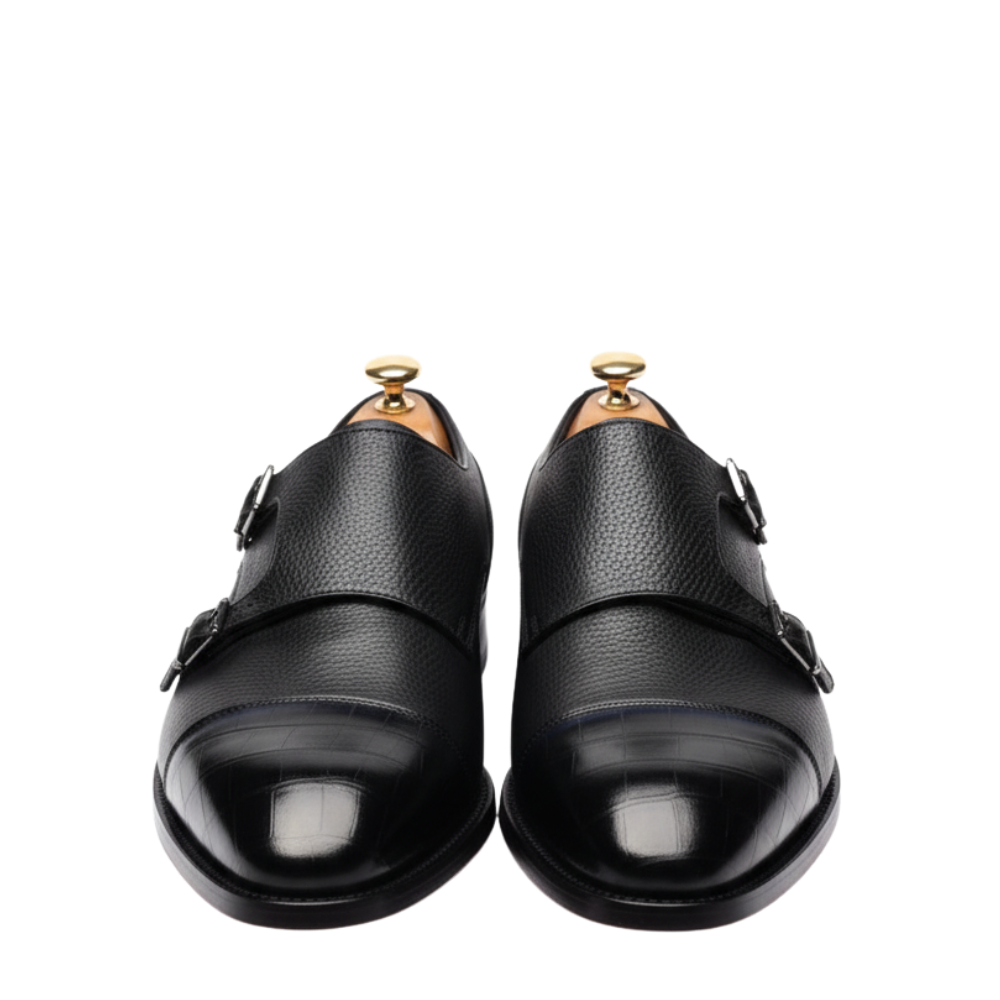 Croc-Cap Double Monk Strap Shoes
