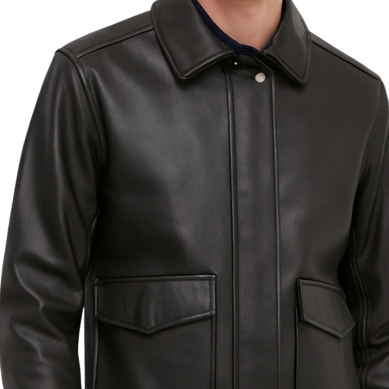 Midnight Classic Leather Bomber Jacket