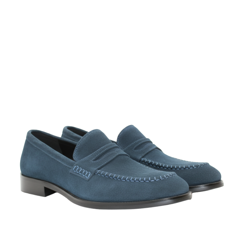 Men Classic Blue Suede Penny Loafer