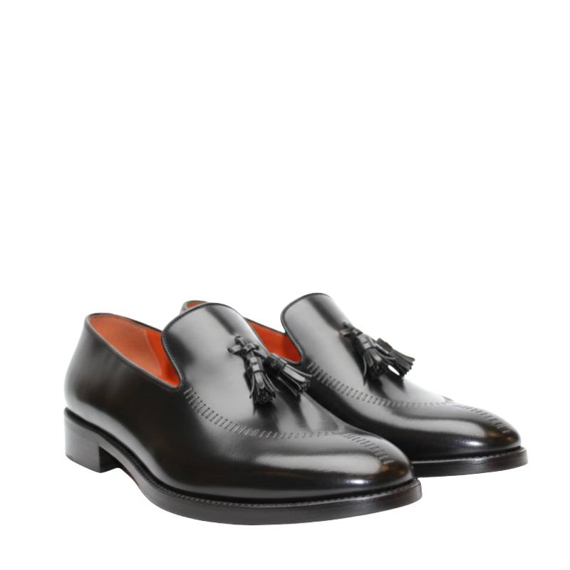 Italian Style Leather Slip On Tassel Loafers