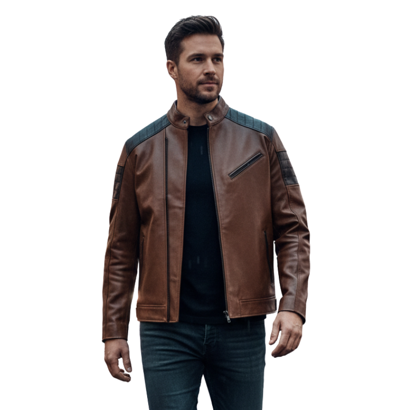 Rider Two-Tone Moto Leather Jacket