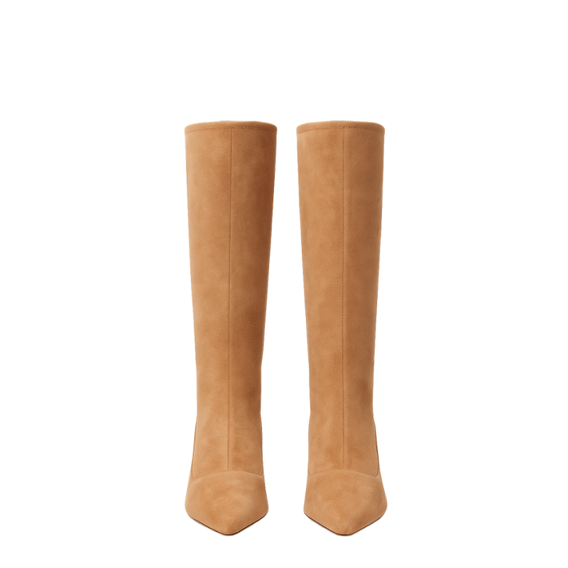 Premium Knee High Kitten Heel Square Toe Tall Leather Boots for Women's