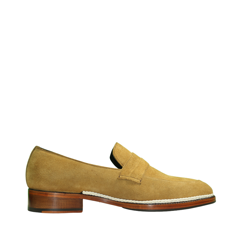 Classic Suede Leather Tan Penny Loafer Slip-On