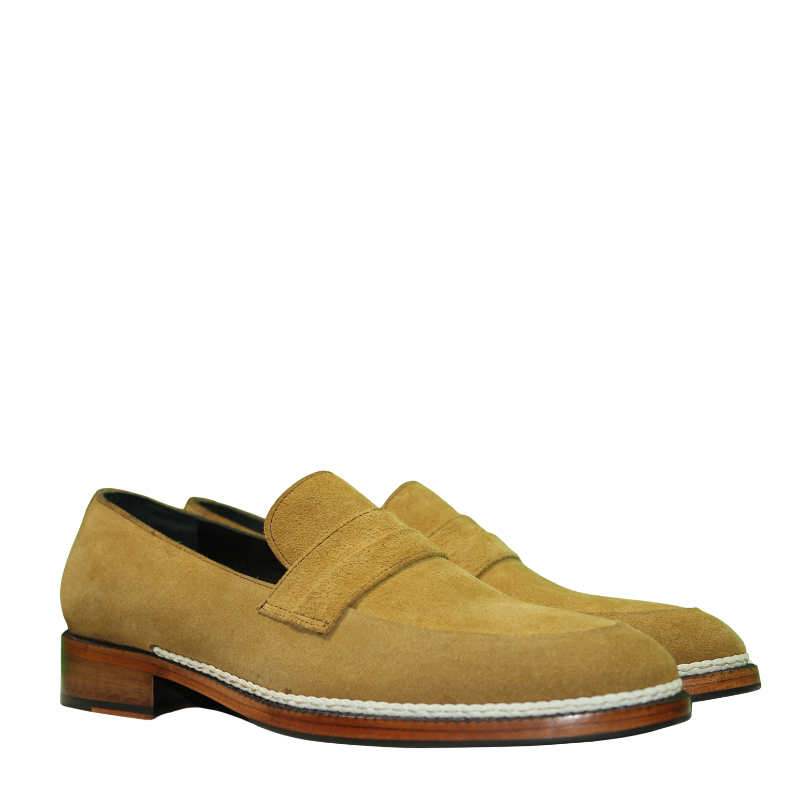 Classic Suede Leather Tan Penny Loafer Slip-On