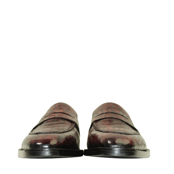 Luxury Croco Leather Stitched Loafer Shoe