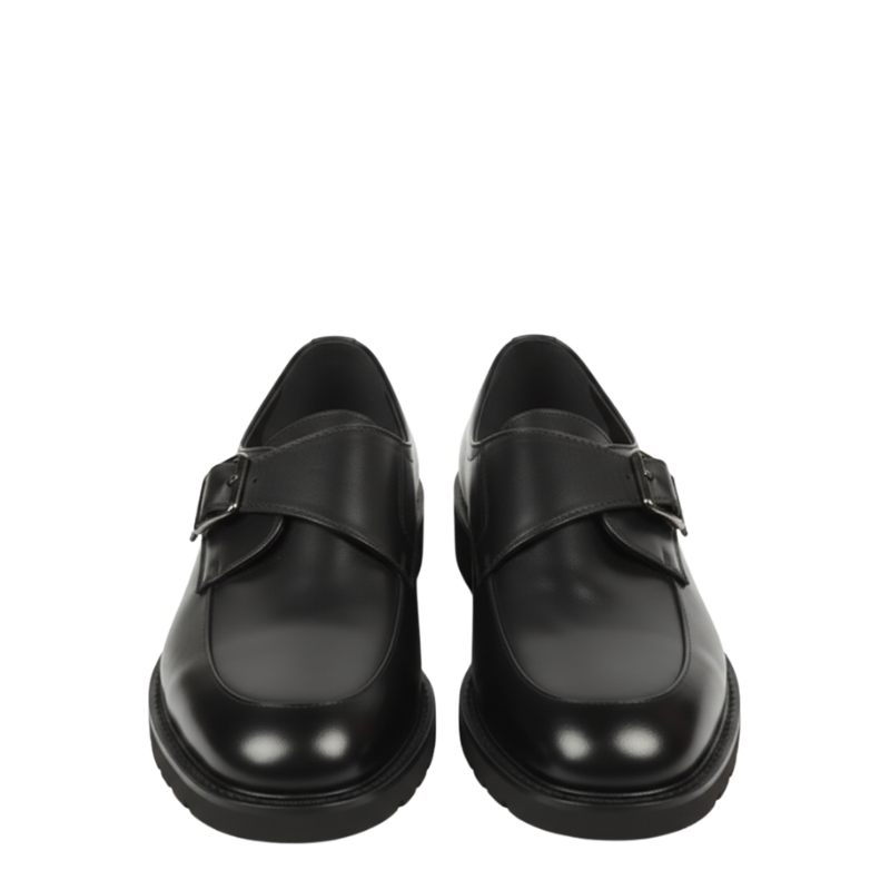 Classic Leather Buckle-strap Monk Shoes
