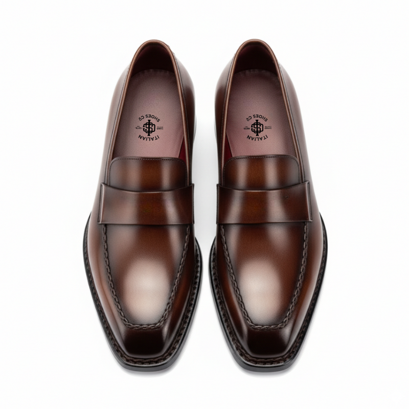 Classic Patina Penny Solid Leather Loafers