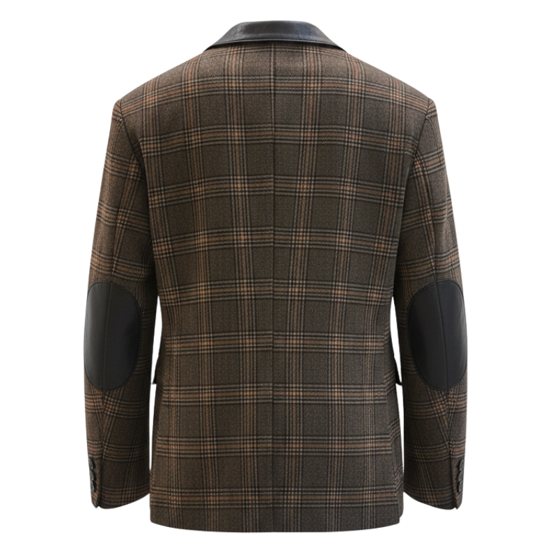 Men s Heritage Plaid Leather Trim Blazer