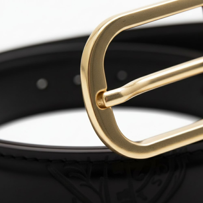 Midnight Script Gold Buckle Belt