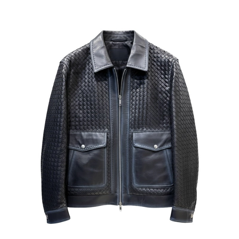 Luxury Woven Textured Leather Jacket