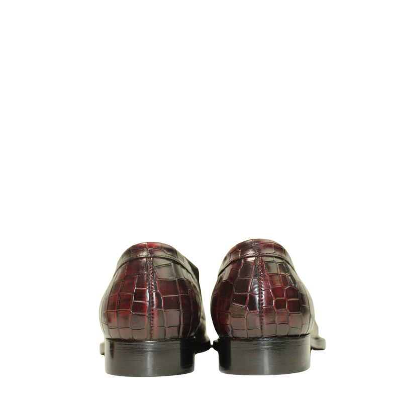 Luxury Croco Leather Brown Stitched Loafer Shoe