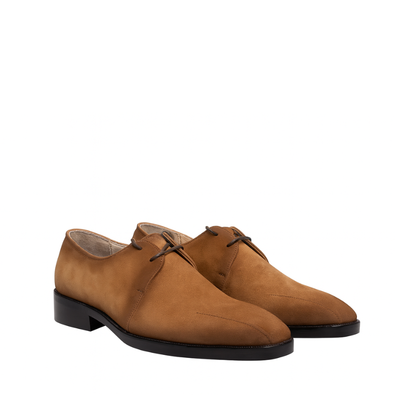 Mens Suede Leather Brown Lace Up Derby Shoe