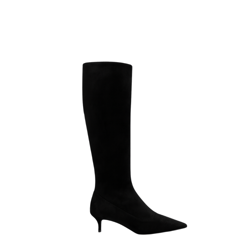 Premium Knee High Kitten Heel Square Toe Tall Leather Boots for Women's