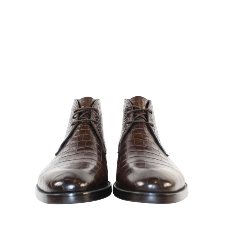 Croco Textured Leather Choco Stylish Chukka Boots
