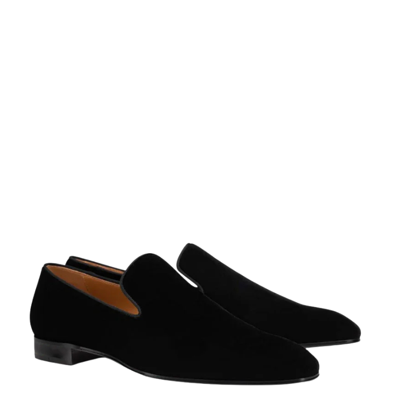 Italian Black Velvet Loafer Shoes