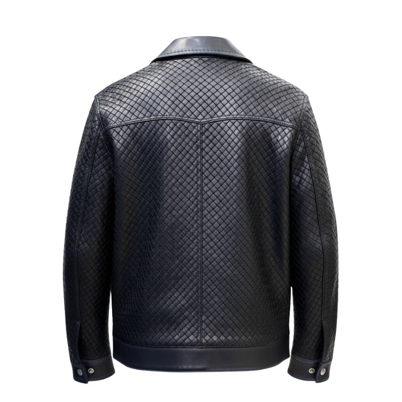 Luxury Woven Textured Leather Jacket