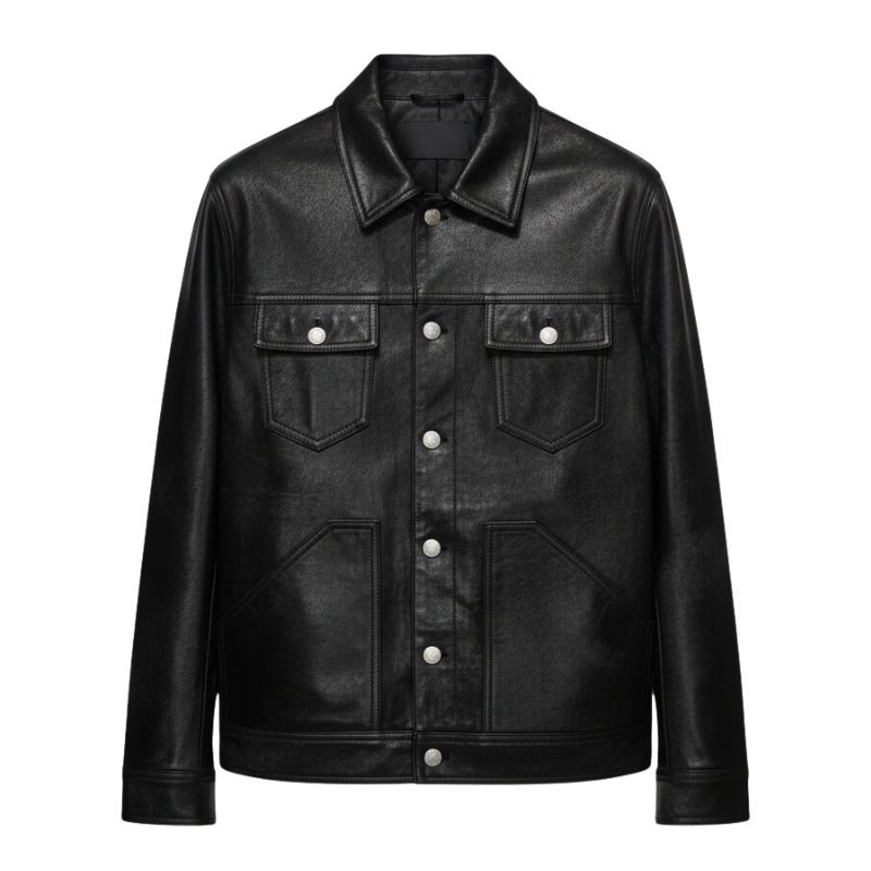 Midnight Monarch Leather Trucker Jacket