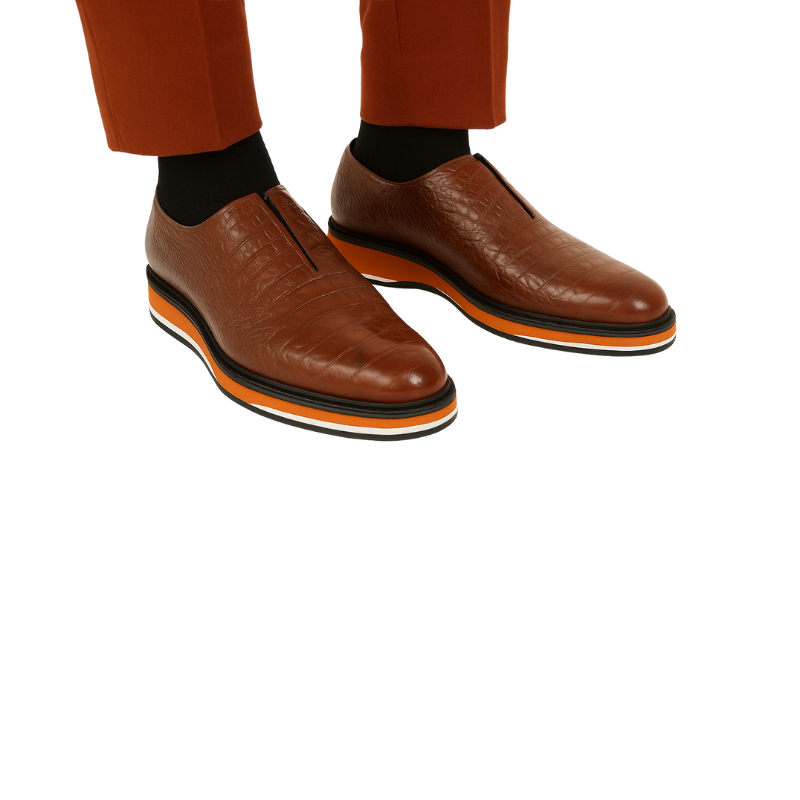 Italian Leather Sneaker with Stylish Hybrid Sole