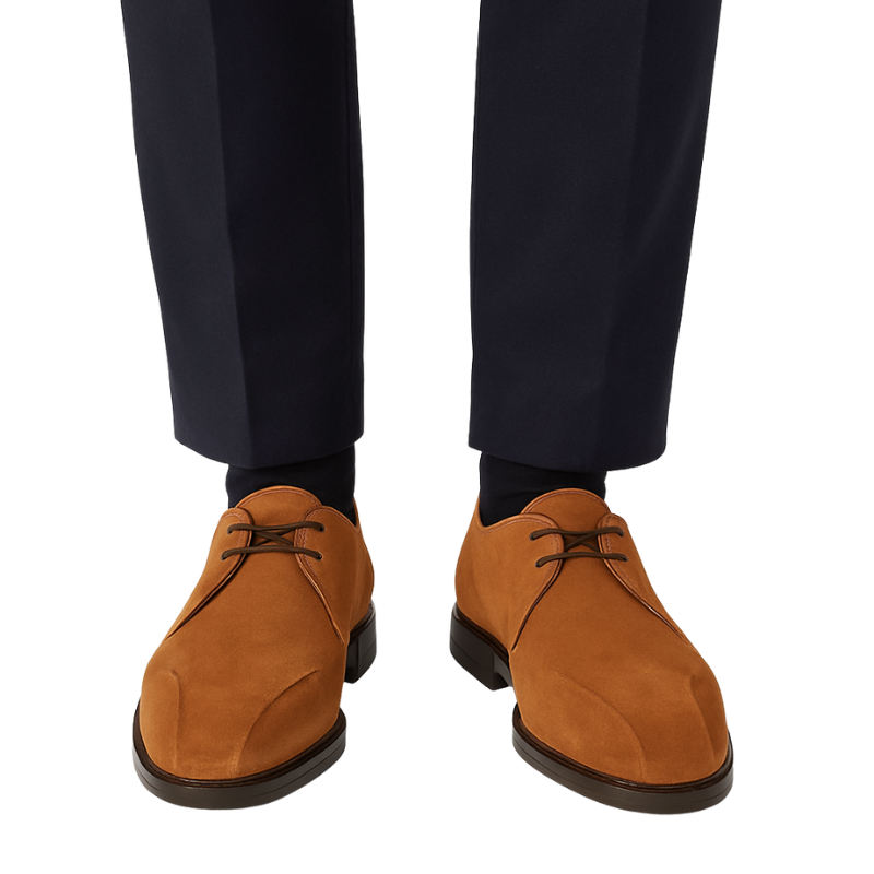 Mens Suede Leather Brown Lace Up Derby Shoe