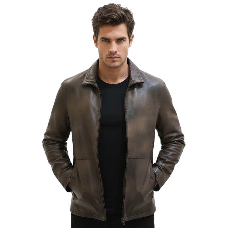 Men s Minimalist Urban Luxe Smooth Leather Jacket