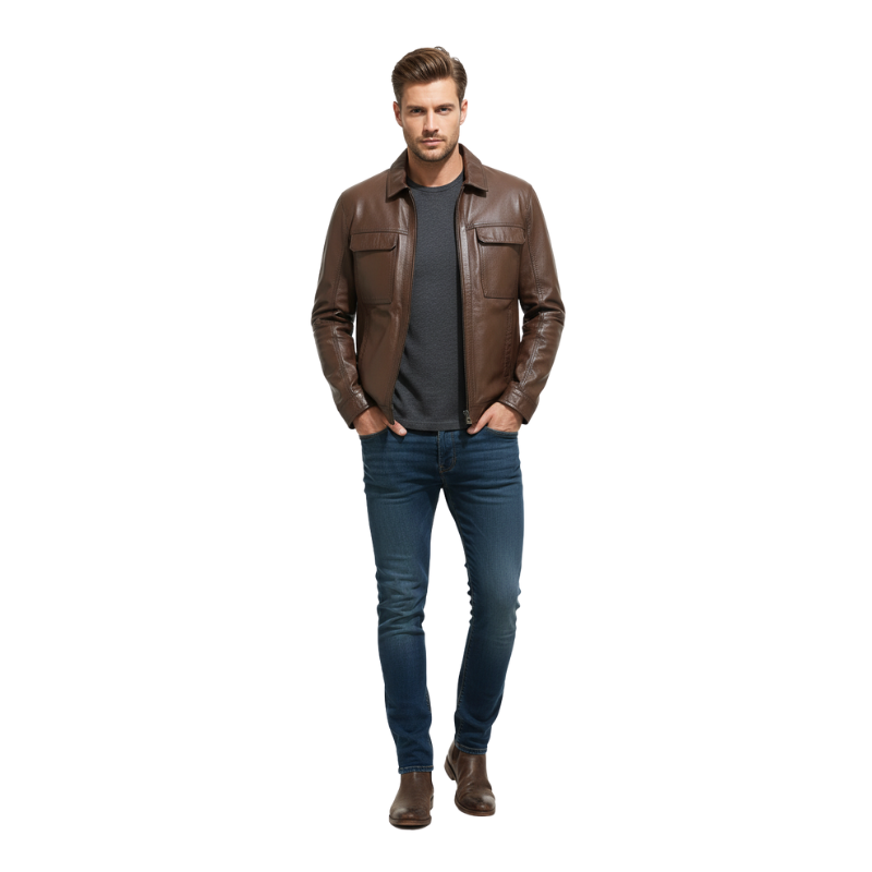 Men s Heritage Dual Flap Classic Leather Jacket