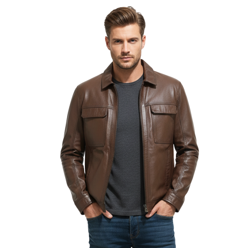 Men s Heritage Dual Flap Classic Leather Jacket