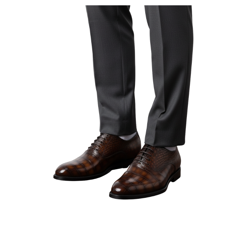 Textured Croc Finish Oxford Shoes