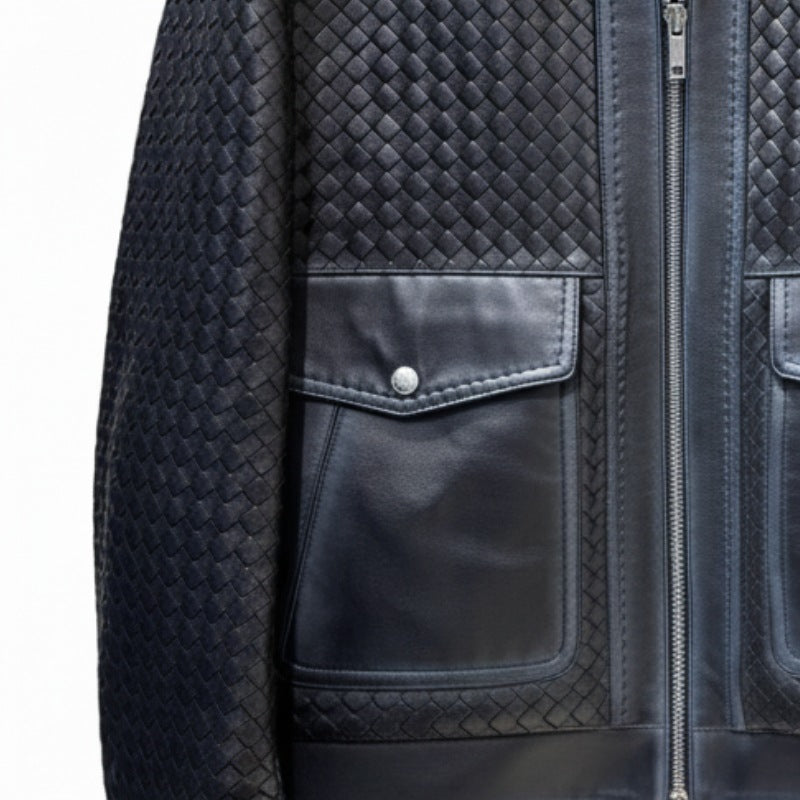Luxury Woven Textured Leather Jacket