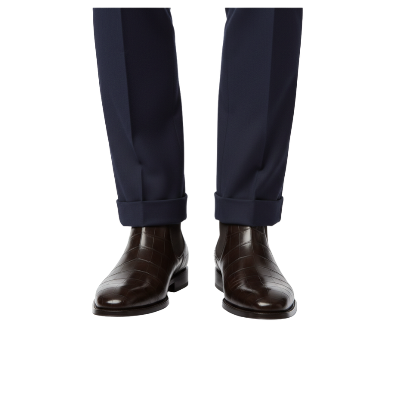 Midnight Croc Texture Dark Chelsea Boots