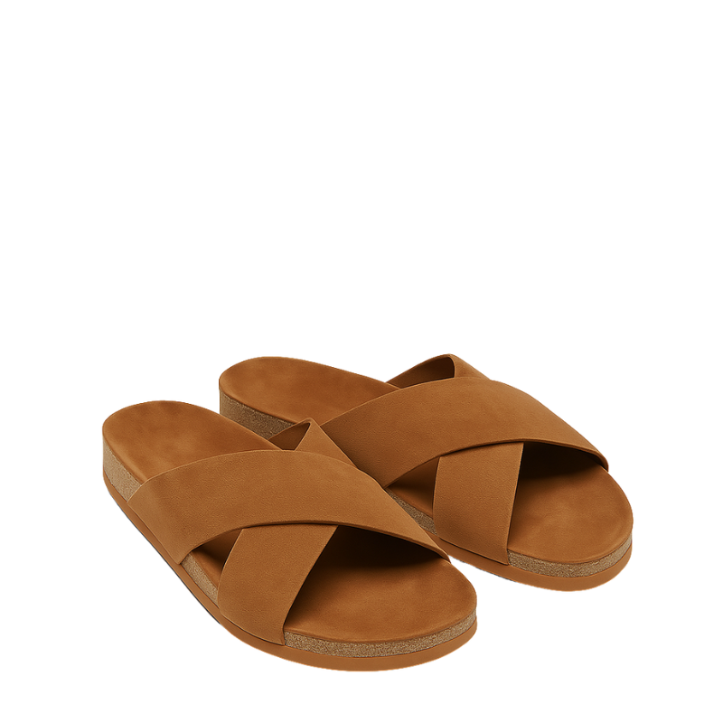 Men s Cross Strap Suede Comfort Slipper