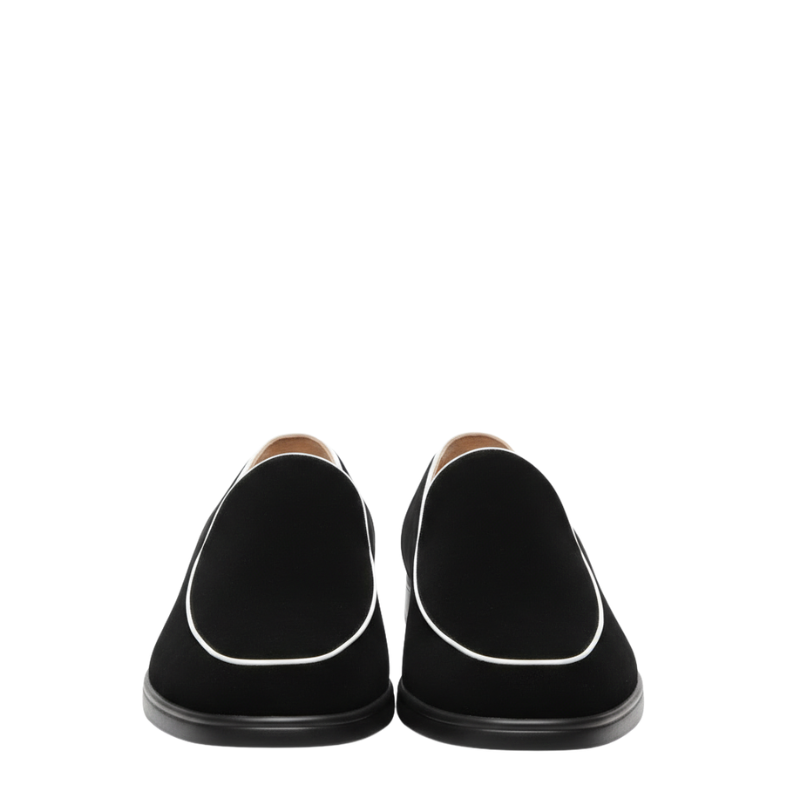 Luxury Contrast Trim Slip-On Venetian Loafers