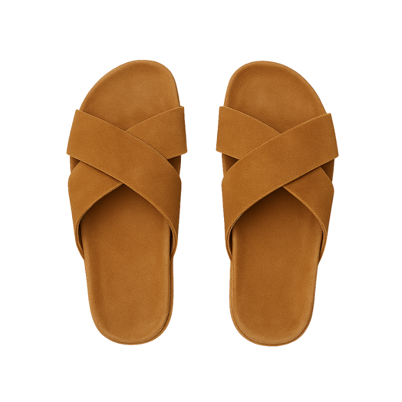 Men s Cross Strap Suede Comfort Slipper