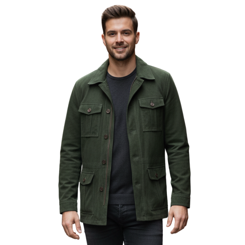 Luxury Suede Four Flap Pockets Field Coat